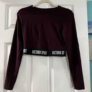 Victoria Sport Maroon Long Sleeve Crop Top